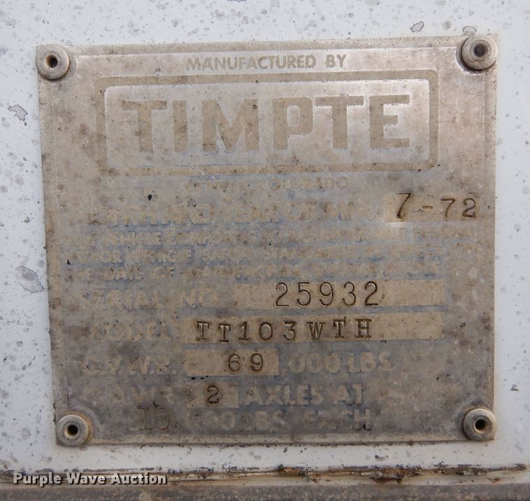 image for item DF8330 1972 Timpte TT103WTH  grain trailer