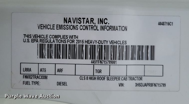 image for item DM8181 2015 International ProStar  semi truck