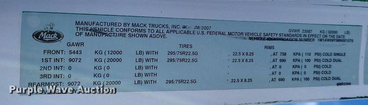 image for item DM8194 2008 Mack CXU613  semi truck