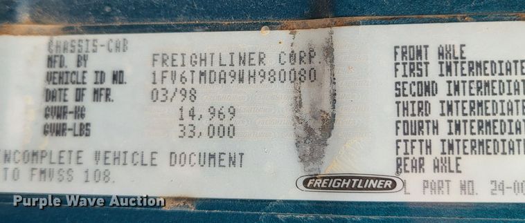 image for item DO3554 1998 Freightliner FL112  semi truck