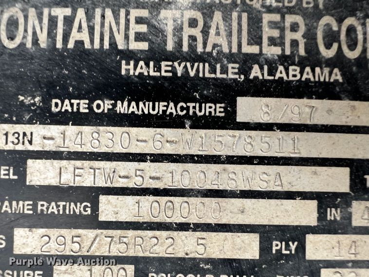 image for item DQ1964 1998 Fontaine LFTW-5-10048WSA  flatbed trailer