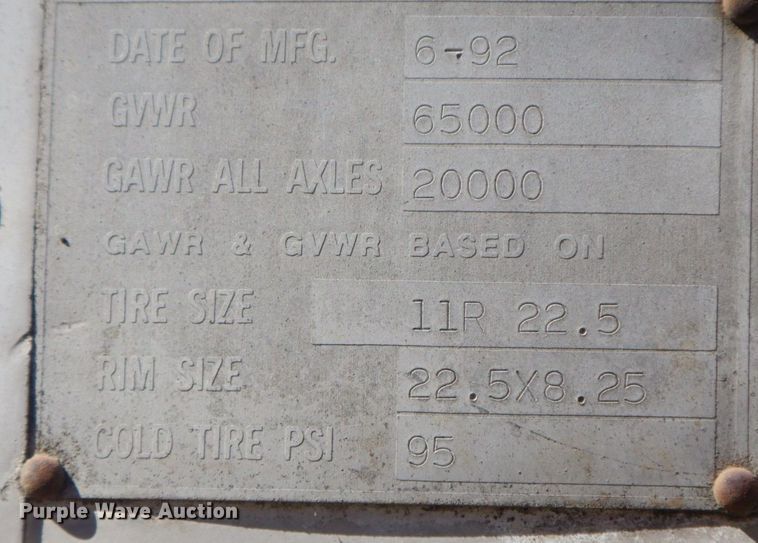 image for item HF9386 1992 Kentucky  dry van trailer