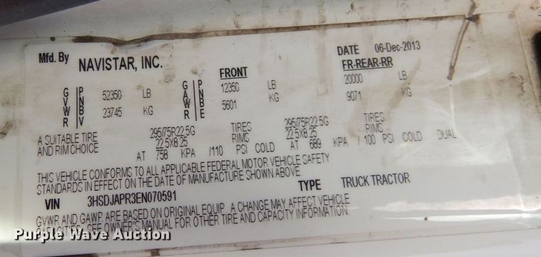 image for item JK9163 2014 International ProStar Plus 122  semi truck