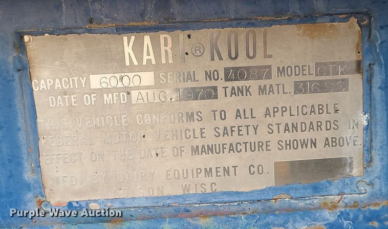 image for item JW9740 1970 Kari Kool CTK  tank trailer