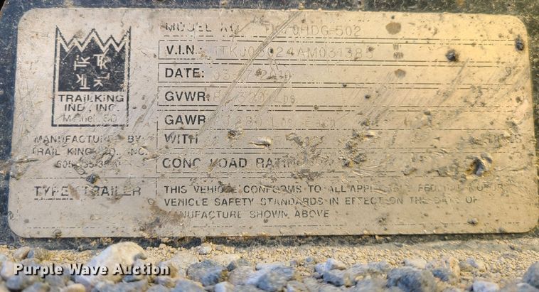 image for item JW9763 2010 Trail King TK70HDG-502  lowboy equipment trailer