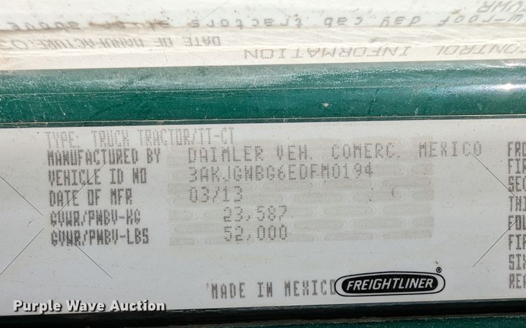 image for item LK9466 2014 Freightliner Coronado SD  semi truck