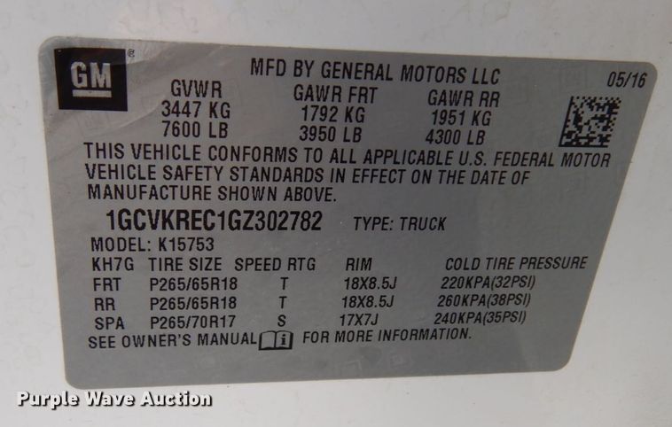 image for item AF9300 2016  Chevrolet Silverado 1500 LT  Double Cab pickup truck