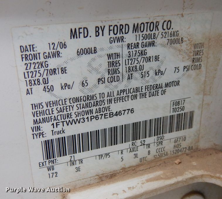 image for item DF8259 2007 Ford F350 Super Duty  Crew Cab pickup truck