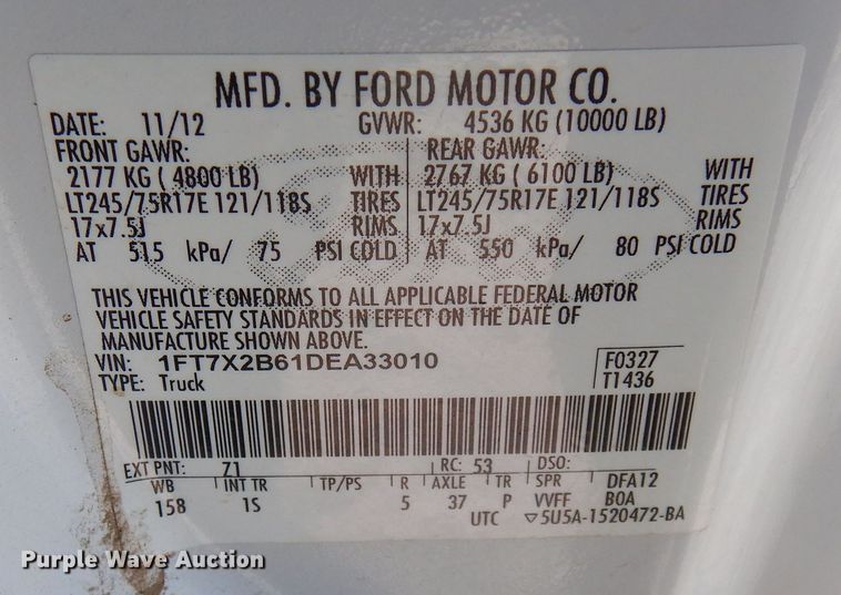 image for item DF8297 2013 Ford F250  Super Duty  SuperCab pickup truck