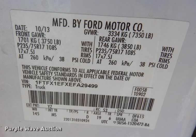 image for item DF8301 2014 Ford F150 XLT  SuperCab pickup truck