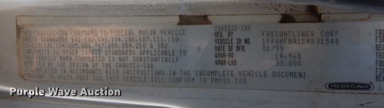 image for item DF8302 1999 Freightliner FL70  box truck