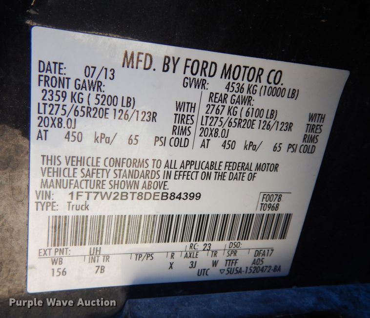 image for item DK7531 2013 Ford F250 Super Duty Lariat  Crew Cab pickup truck