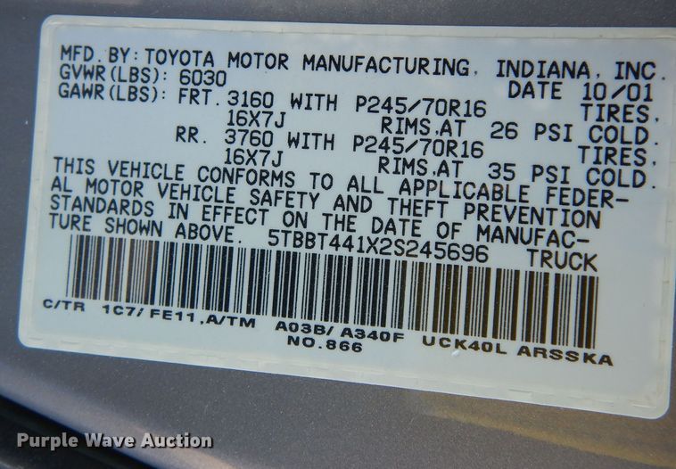 image for item DK7577 2002 Toyota Tundra SR5  Access Cab pickup truck