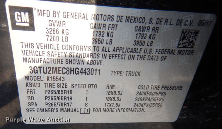 image for item DK7578 2017 GMC Sierra 1500  Crew Cab pickup truck