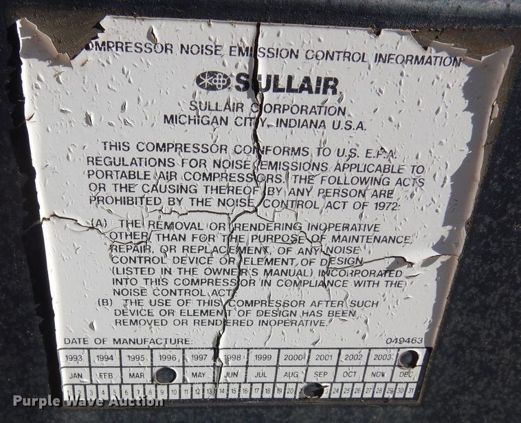 image for item DK7581 2004 Sullair 185  air compressor