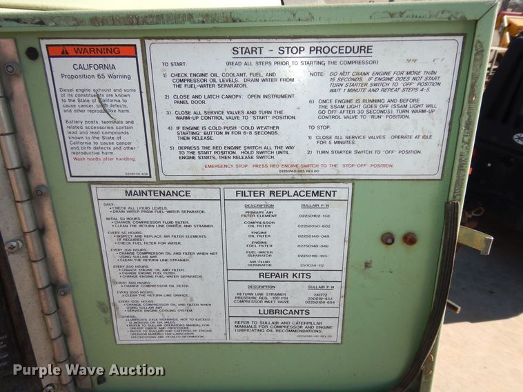 image for item DK7583 2003 Sullair 185  air compressor