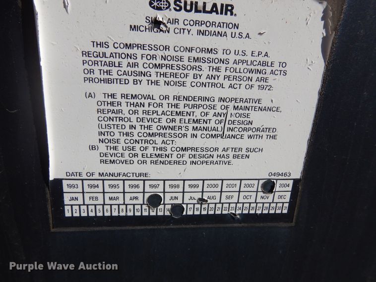 image for item DK7583 2003 Sullair 185  air compressor