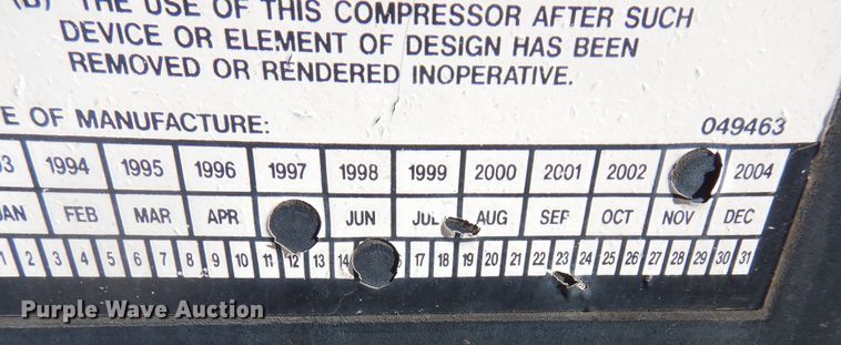 image for item DK7583 2003 Sullair 185  air compressor