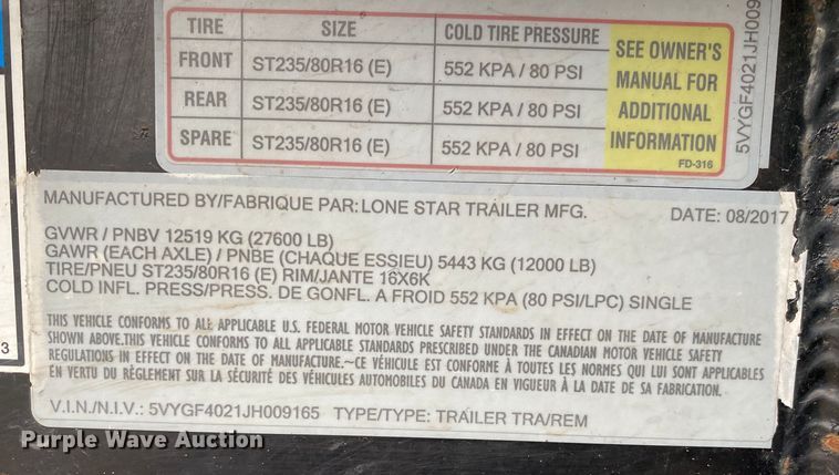 image for item DL7016 2018 Lone Star  container trailer