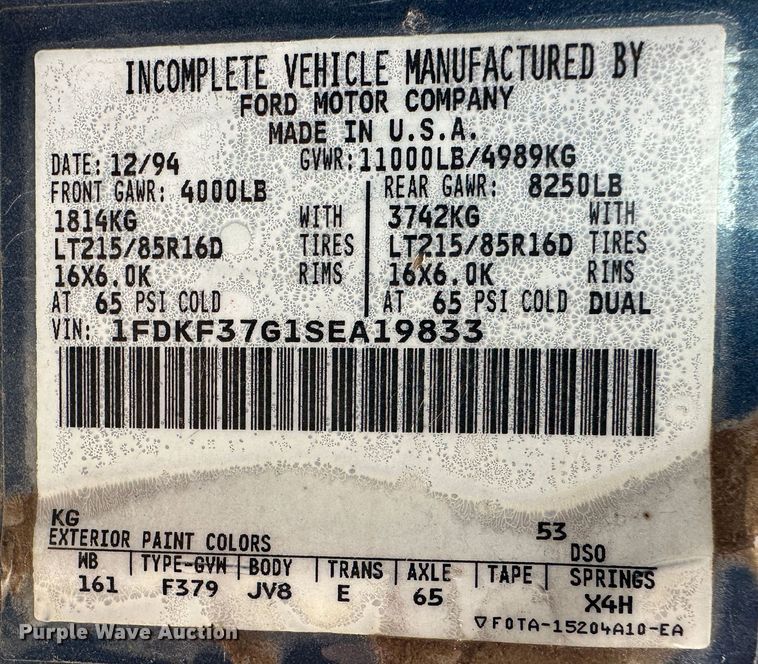 image for item DM2557 1995 Ford F350  flatbed truck