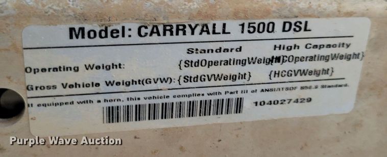 image for item DM8106 2018 Club Car CarryAll 1500  utility vehicle