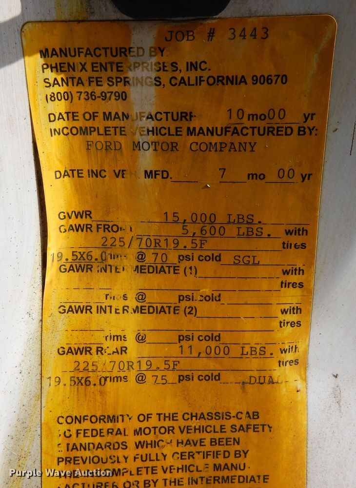 image for item DN6270 2000 Ford F450 Super Duty  utility / service truck