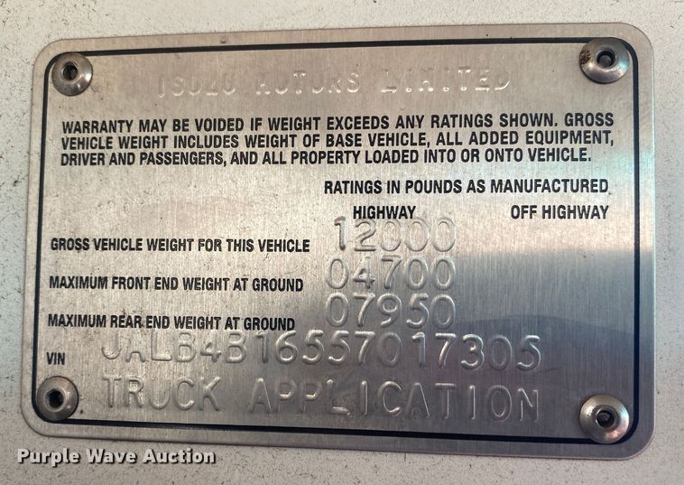 image for item DN8154 2005 Isuzu JW3S  box truck