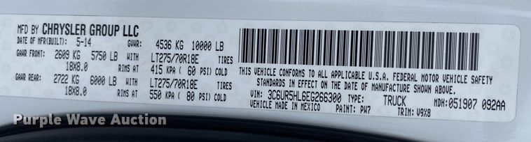 image for item DN8160 2014 Dodge Ram 2500HD  Crew Cab pickup truck