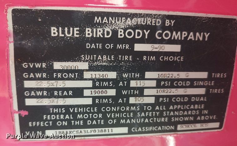 image for item DO3698 1990 Blue Bird TC2000  party bus