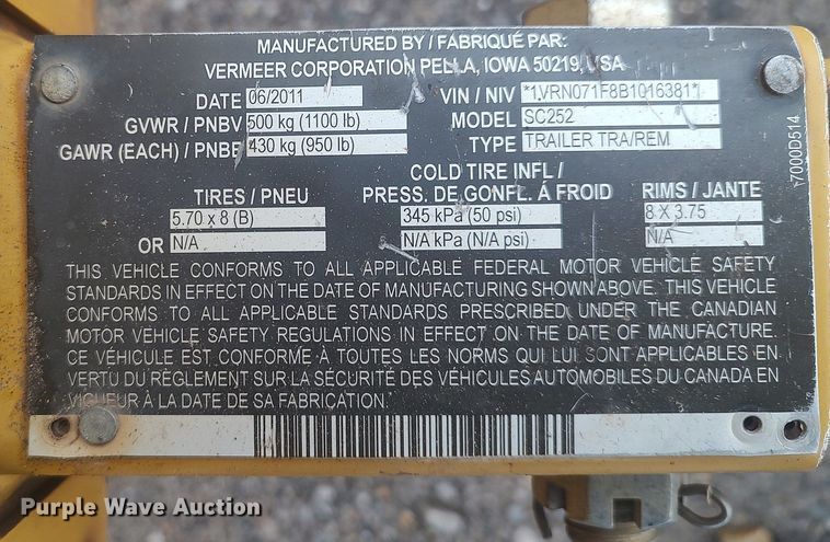 image for item DO3718 2011 Vermeer SC252  stump grinder