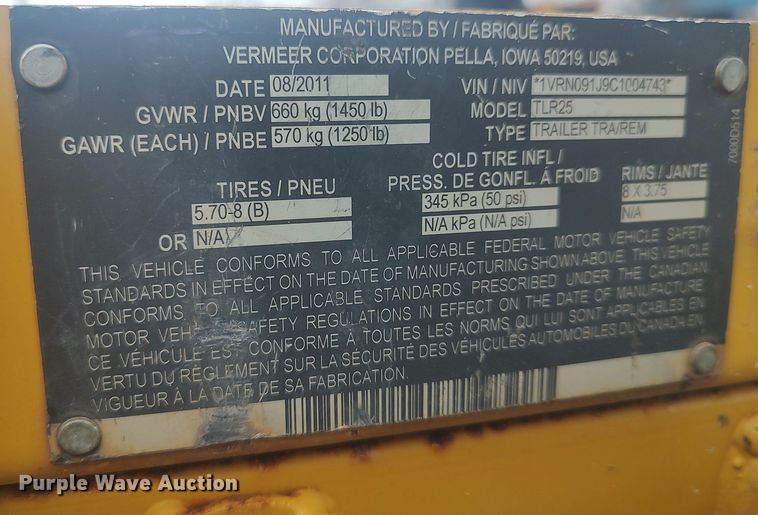 image for item DO3718 2011 Vermeer SC252  stump grinder