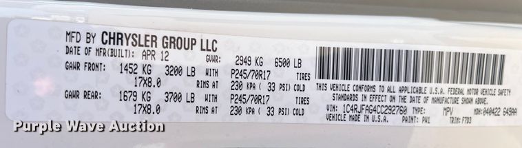 image for item DP0464 2012 Jeep Grand Cherokee Laredo  SUV