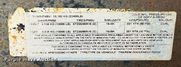 image for item DQ3952 2012 PJ  equipment trailer