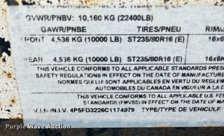 image for item DQ3952 2012 PJ  equipment trailer