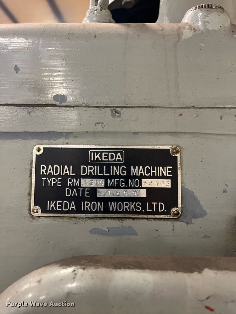 image for item DQ3965 1966 Ikeda 1300  radial drilling machine