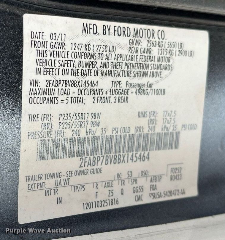 image for item DQ3988 2011 Ford Crown Victoria Police Interceptor