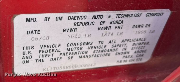 image for item DQ4068 2009 Chevrolet Aveo