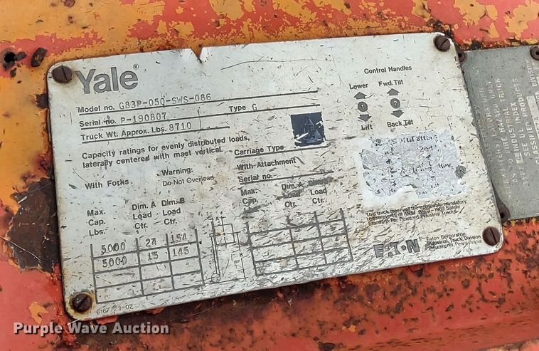 image for item DR8139 Yale G83P-050-SWS-086  forklift