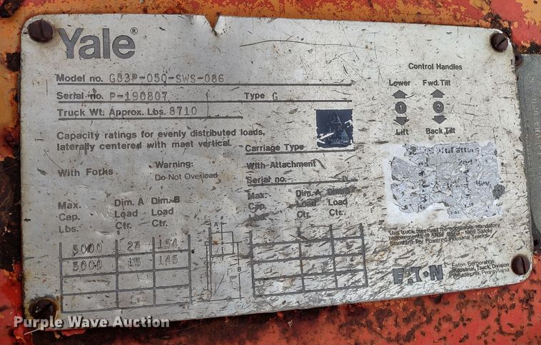 image for item DR8139 Yale G83P-050-SWS-086  forklift