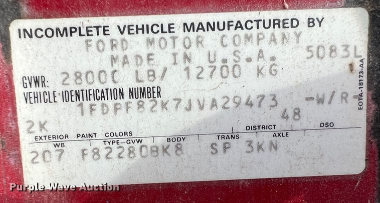 image for item ID9478 1988 Ford F700  dump truck