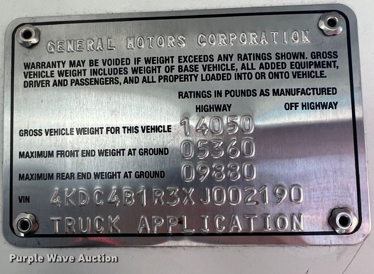 image for item ID9481 1999 GMC W4500  box truck