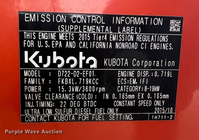 image for item ID9489 Kubota Lowboy II  generator