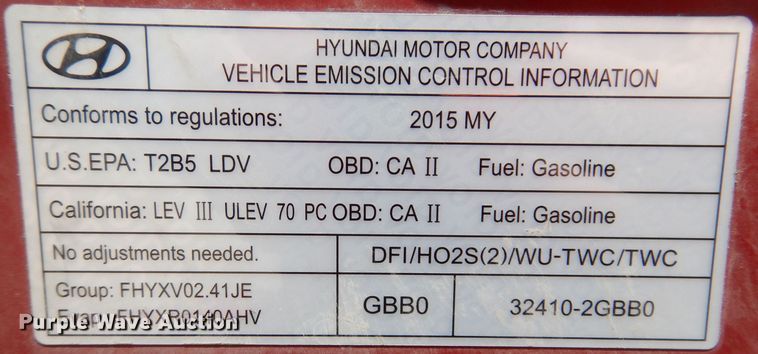 image for item IO9370 2015 Hyundai Sonata