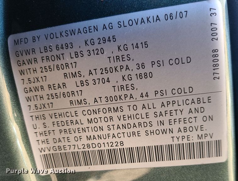 image for item JG9504 2008 Volkswagen Touareg  SUV