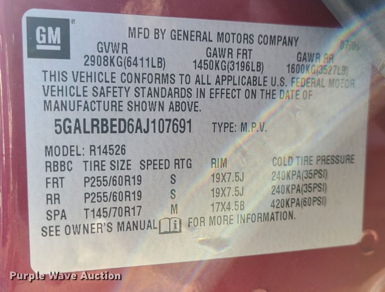 image for item JG9511 2010 Buick Enclave CXL  SUV