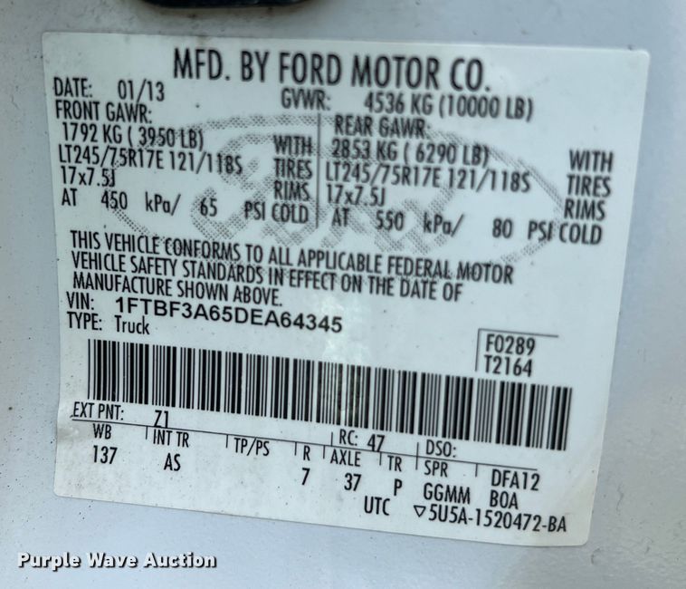 image for item JM9257 2013 Ford F350 Super Duty XL  pickup truck