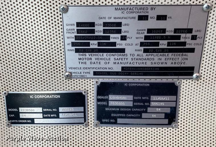 image for item JW9190 2013 International PB305  school bus