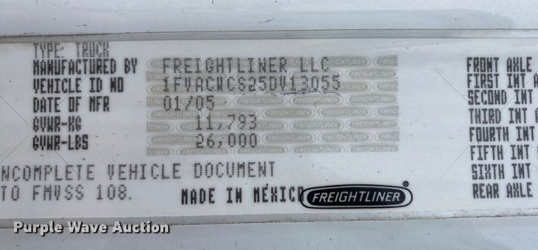 image for item JW9205 2005 Freightliner Business Class M2  box truck