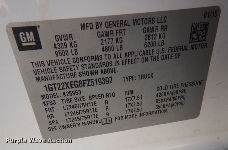 image for item JY9655 2015 GMC Sierra 2500HD  Double Cab pickup truck