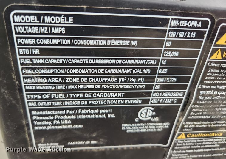 image for item KT9388 Master MH-125-OFR-A  heater